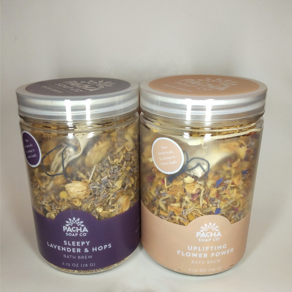 2 Large Bath Tea Jars By Pacha for Energy Sleep Relaxation Spa Day Night